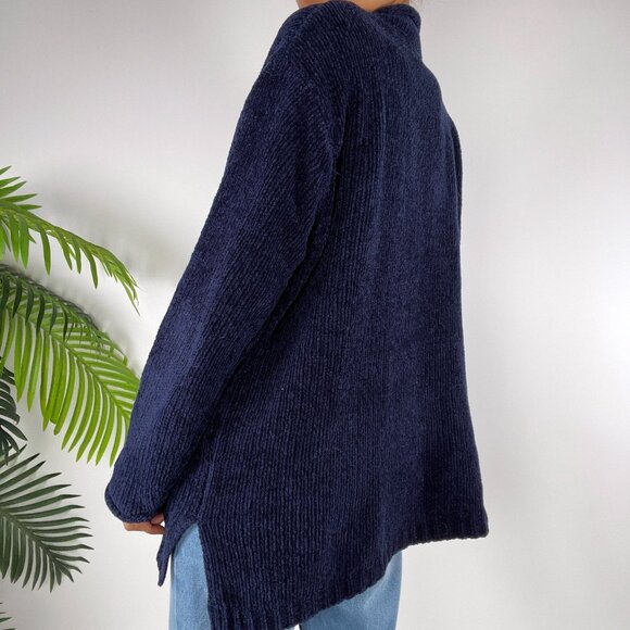 Vintage 90s Carolina Colours Navy Cottagecore Indie Grandpa Pullover Sweater / M - Picture 2 of 7